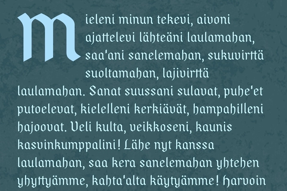 Kalevala Ipsum cover image showing a sample of generated text.